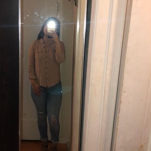 Tan button down shirt